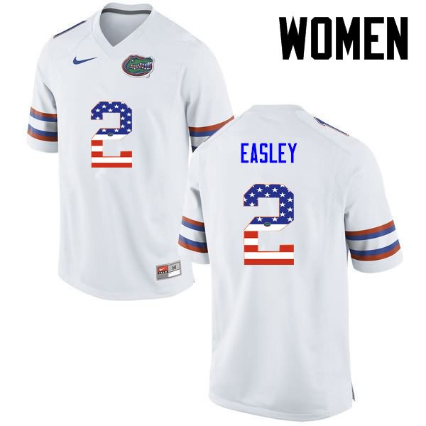 NCAA Florida Gators Dominique Easley Women's #2 USA Flag Fashion Nike White Stitched Authentic College Football Jersey YYD4764KJ